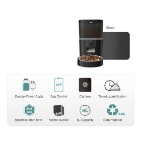Video Camera With Adjustable Performance Pet Feeder (Option: Black 6L-Black Transparent Barrel)
